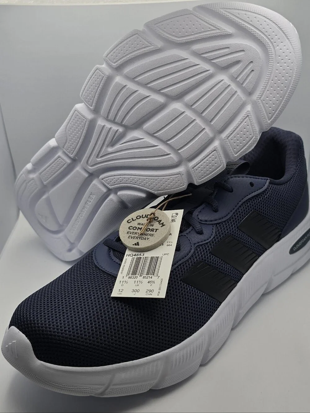 adidas Men's Navy Blue and Black Cloudfoam Flex Sneakers